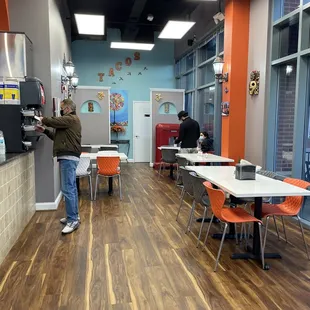 Inside seating area (bathroom is that back door)