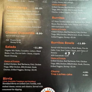 The menu (and some glare).