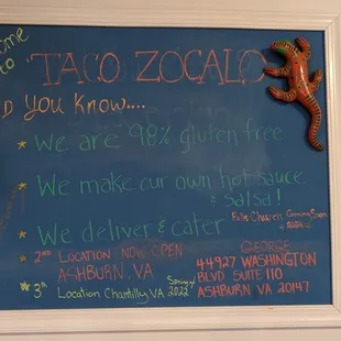 a chalkboard with a sign that says taco zocalo