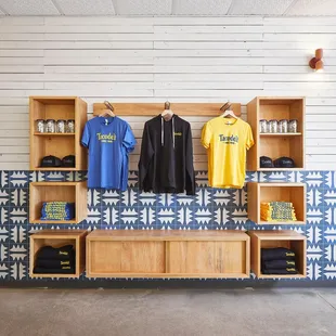 a display of clothing in a clothing store