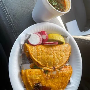Quesobirria tacos with consommé