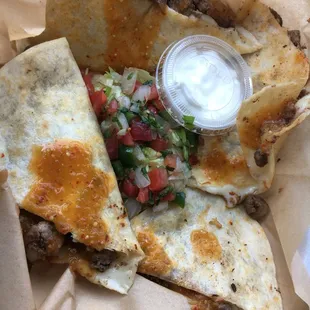 The quesadilla was incredible. The Asana was tender and delicious and the cheese was so good. I like cheese.