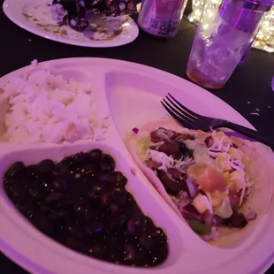 Carne Asada Taco, Black Beans &amp; Rice