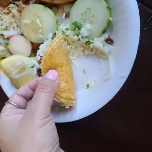 The tiniest taco you ever did see.
