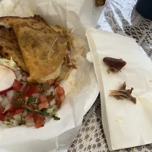 Bones in queso taco.. just laziness