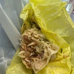 Cold burrito, and trash