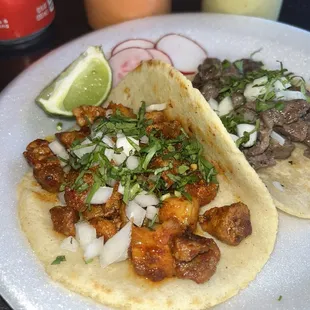 Al Pastor steet taco-the meat was addictive. I ordered a second one after i finished the first order.