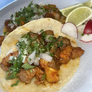 Al pastor taco-it has chunks of pineapples
