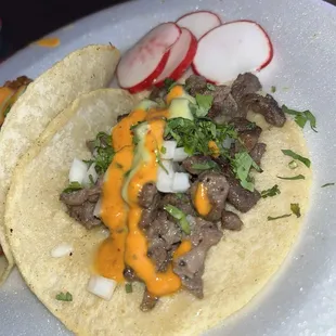 Asada steet taco with house sauces