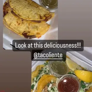 a variety of tacos and condiments