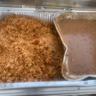 a tray of rice and beans