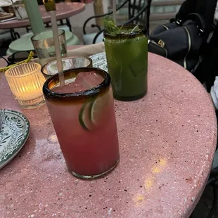 Watermelon and Cucumber Lime Agua Fresca Drinks