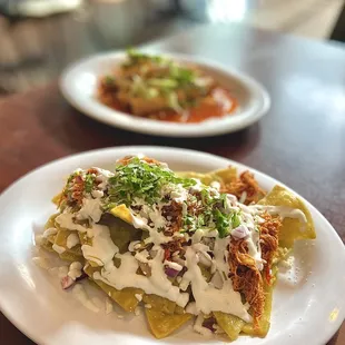 two plates of food on a table