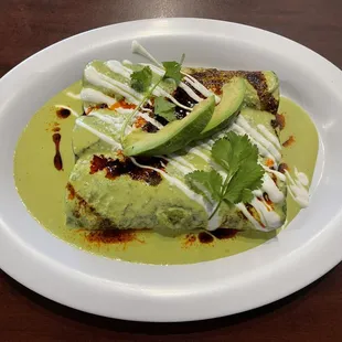 Chicken enchiladas were a work of art and the taste was amazing!