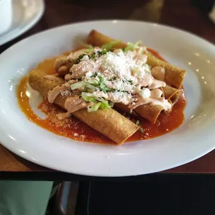 Chicken flautas.