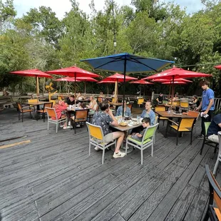 Another view at the patio away from the mural.