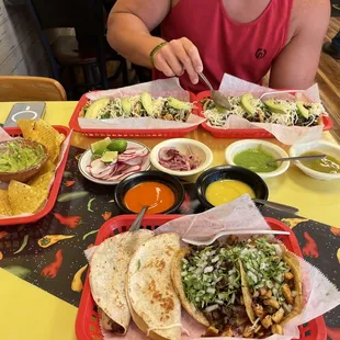 Guacamole, tacos (chicken, steak, Al pastor) Asada Quesadilla