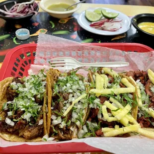 Tacos Al pastor and tacos suadero