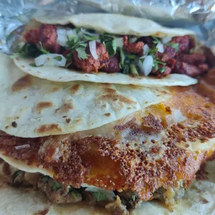 Pastor Taco, Beef Quesadilla