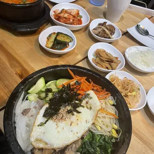 Hot Stone Bibimbap Soft Tofu Soup banchan