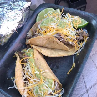 Street tacos customized with cheese