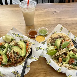 two tacos and a drink