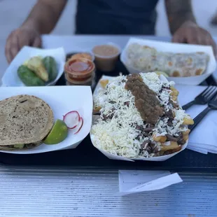 a tray of food on a table