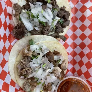 Asada and Carnitas Tacos