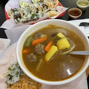 Albondigas and tacos