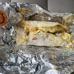 Sausage egg and cheese taco