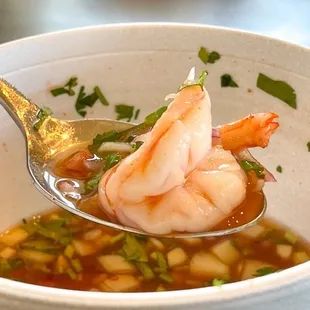 Fresh, chilled butterfly cut shrimp. No fishy smell, just absute freshness.