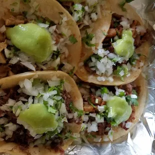 This is  a combination of Al Pastor (pork meat), Cabeza (head) and Buche (stomach &amp; cheek) tacos.