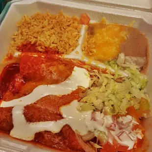 Red Chili Beef Enchiladas Plate