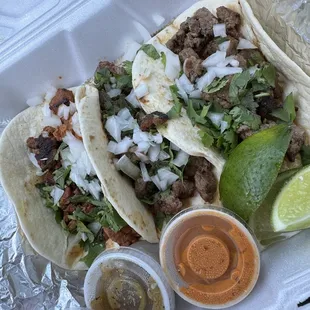 pastor, beef fajitas, carne asada tacos