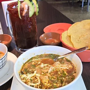 MENUDO AND SIDE OF POZOLE.