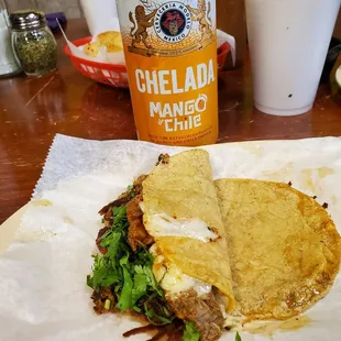 Quesa birria and michelada