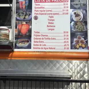 Menu outside of truck