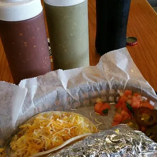 Breakfast taco &amp; burrito. Another place with excellent salsa verde!