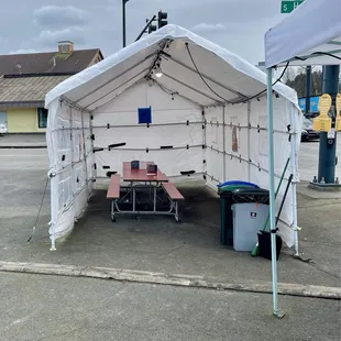 Covered outside seating