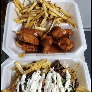 Mexican burger 
Wing and our popular loaded azada fries