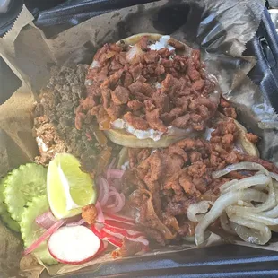 Sopes (Carne asada and al pastor)