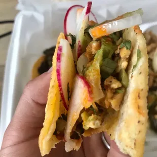 Chicken tacos with chicken everything on it