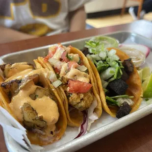 Shrimp, crab cake, lengua