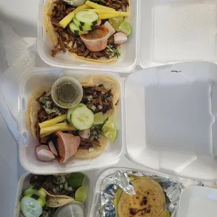 About $45 - 8 tacos &amp; 3 pupusas