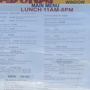 menu