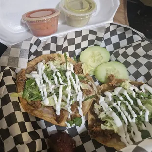 Tostadas plus a tasty potato &amp; cucumbers