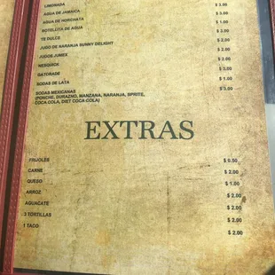 menu