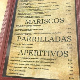 menu