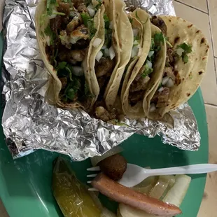 Full order of tacos on flour tortillas