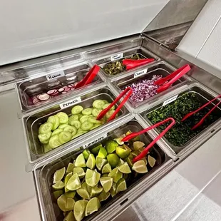 the inside of a buffet